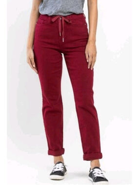 JUDY BLUE-Jogger-Jeans-Ruby Red-Elastic Drawstring Waist--Sz 11/30-JB88727